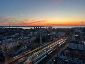 tampere by night from moro bar in the hights